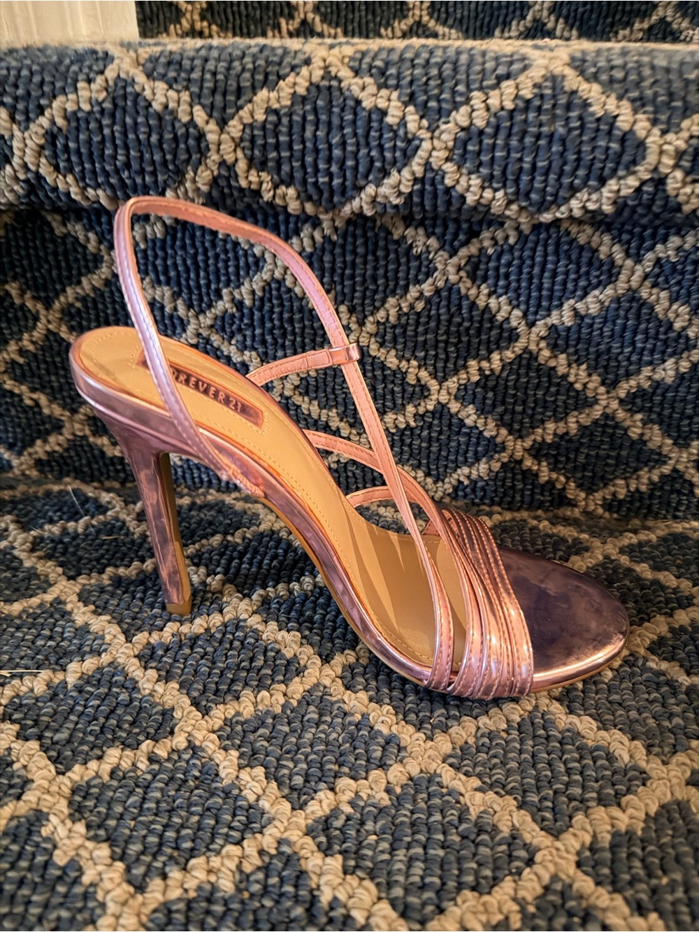 Forever 21 Metallic Pink Strappy Stiletto Sandals NET